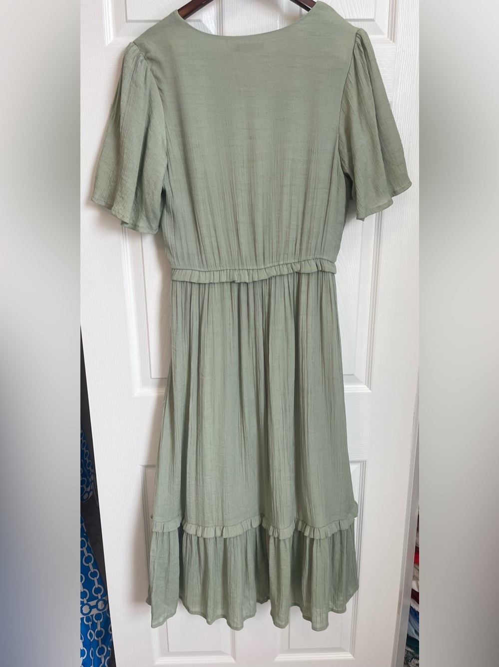 Mikarose Light Sage V-Neck Ruffle Dress - Picture 5 of 7